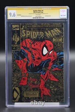 Spider-Man (1990) #1 Gold 2nd Prt CGC 9.6 Yellow Signed Stan Lee Todd McFarlane