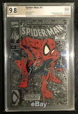 Spider-man #1 Silver Cover Signed Stan Lee Todd Mcfarlane Pgx 9.8 Not Cgc Cbcs