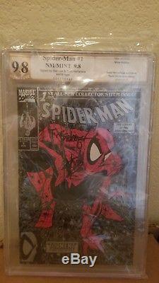 Spider-man #1 Silver Variant (1990) Pgx Ss 9.8 Signed 2x Stan Lee Todd Mcfarlane