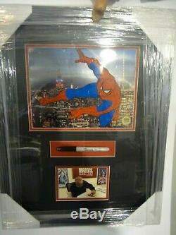 Stan Lee Autographed Marvel Studio Collection Spider-man Sericel Framed Print