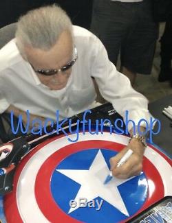 Stan Lee Hand Signed Captain America Marvel Metal Shield Life Size 24 Coa #2