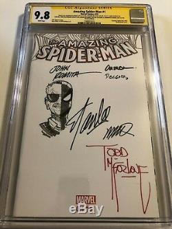 Stan Lee, Romita, Ramos Sketch, McFarlane, signed x6 Amazing Spider-Man #1 CGC