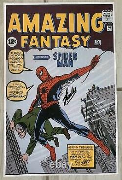 Stan Lee Signed Amazing Fantasy Spider Man #1 11x17 Poster Certificate HOLO