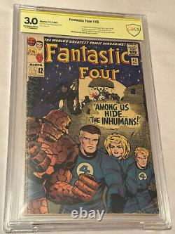Stan Lee Signed Fantastic Four #45 CBCS Graded 3.0 1st Inhumans Appearance