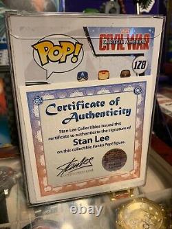 Stan Lee Signed War Machine Civil War Funko Pop #128 with COA Marvel Comics Rare