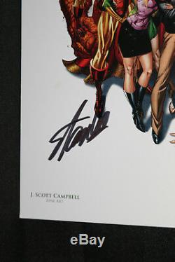 Stan Lee with His Marvel Heroes Print by J. Scott Campbell Signed by Stan Lee