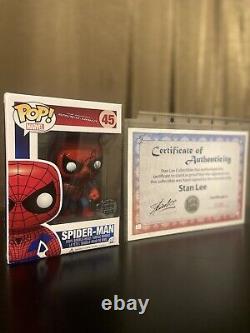 Super RARE Stan Lee Signed /Autograph Spider-Man Funko Pop 45 COA