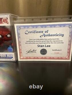 Super RARE Stan Lee Signed /Autograph Spider-Man Funko Pop 45 COA