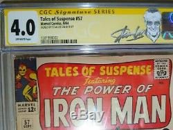 TALES OF SUSPENSE #57 CGC 4.0 SS Signed STAN LEE 1st Appearance HAWKEYE 1964