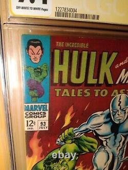 TALES TO ASTONISH 93 CGC 9.4 OWithW 7/67 Silver Surfer Hulk, Stan Lee signed SS