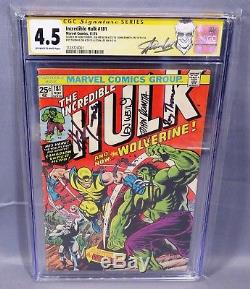 THE INCREDIBLE HULK #181 (Signed x5 Stan Lee, 1st Wolverine) CGC 4.5 Marvel 1974
