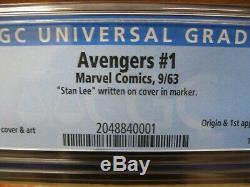 The Avengers #1 CGC 1963 Signed STAN LEE 4.5 Origin 1st Appearance Fantastic 4