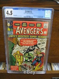 The Avengers #1 CGC 1963 Signed STAN LEE 4.5 Origin 1st Appearance Fantastic 4