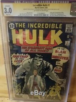 The Incredible Hulk #1 CGC SS 3.0 (restored) Signed by Stan Lee