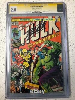 The Incredible Hulk 181 Cgc Signed By Stan Lee 1st Appearance Wolverine Marvel