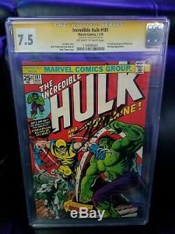 The Incredible Hulk #181 cgc 7.5 signed STAN LEE Beautiful copy