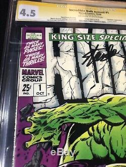 The Incredible Hulk Annual #1 Marvel CGC 4.5 OWithW Signed by STAN LEE