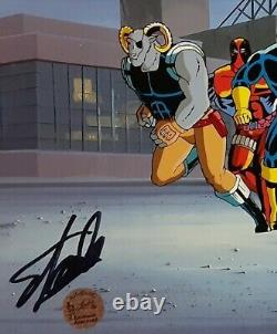 The X-Men Original Animation Production Cel Signed Stan Lee COA Deadpool