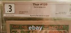 Thor #139 CBCS. 3 Coverless Signed by Stan Lee 1991