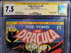 Tomb Of Dracula #10 Cgc Ss 7.5 2x Signed Stan Lee Marv Wolfman 1st Full Blade
