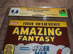 True Believers Amazing Fantasy 1 (af15) Cgc 9.6 Signed Stan Lee