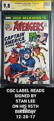 True Believers Avengers 1 9.8 CGC SS Signed By STAN LEE ON HIS 95TH BIRtHDAY