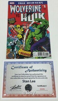 True Believers Wolverine vs Hulk #1 Hulk 181 Reprint Signed by Stan Lee withCOA