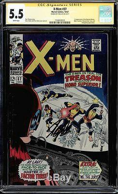 X-men #37 Cgc 5.5 White Ss Stan Lee Signed 1st App Mutant Master Cgc #1508458020