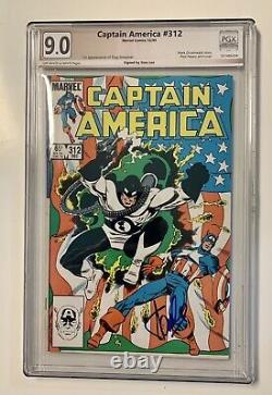 (signed Stan Lee) Pgx 9.0 1985 #312 Captain America Marvel Under Graded